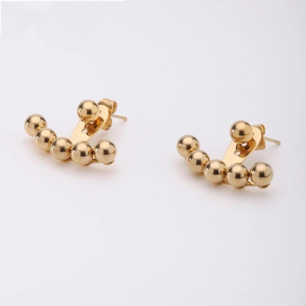 Mini Round Sphere Ear Jacket Earrings - image 2
